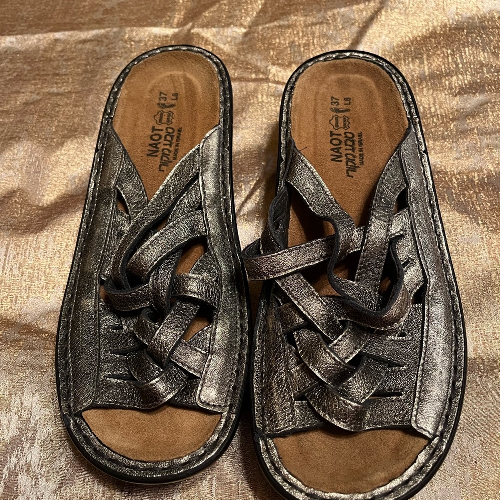 Naot Metallic Black Woven Mules - Picture 3 of 3